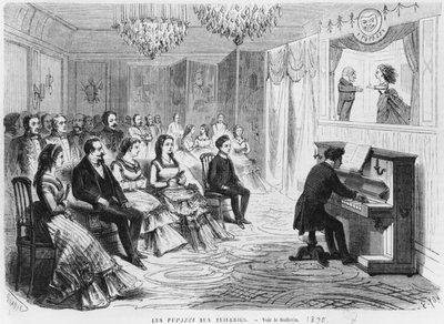 The Puppet Show I Pupazzi Performing in Front of Emperor Napoleon III, Empress Eugenie, and Prince Eugene Louis Napoleon Bonaparte at the Tuileries by Miranda